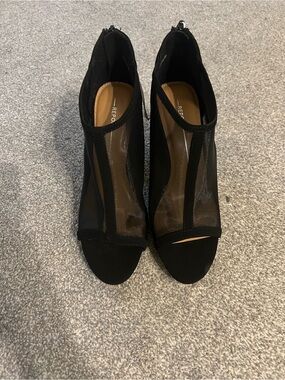 Black Mesh Peep-Toe Ankle Booties